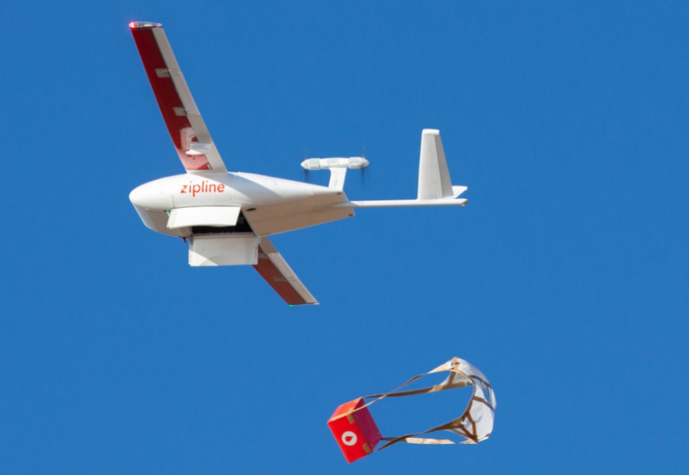 Entrega con drones. Foto Zipline.