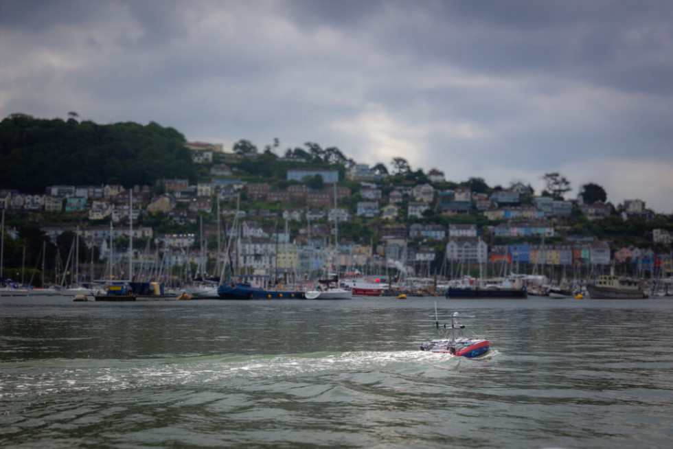 MSeis USV on the water at Dartmouth credit HydroSurv 1024x683